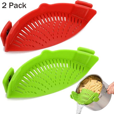 Snap Strainer 2 Pack Silicone Food Strainers Heat Resistant Clip On
