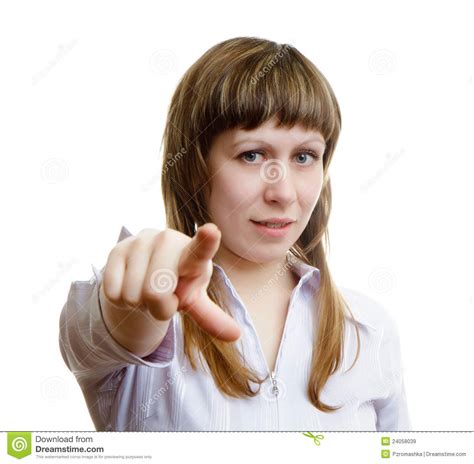 Young Girl Shows The Index Finger Stock Image Image Of Background