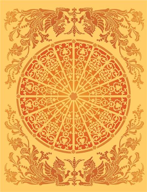 But i'll admit, tackling the ceiling is tricky! Ceiling Rose with Dragon Corners Medieval Stencil Design ...