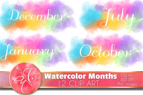 Rainbow Months Of The Year Clip Art Graphic By Paperartbymc · Creative