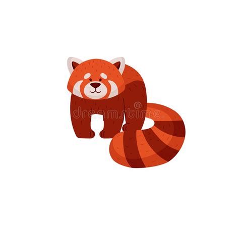 Cute Red Panda Standing And Smiling Flat Style Vector Illustration