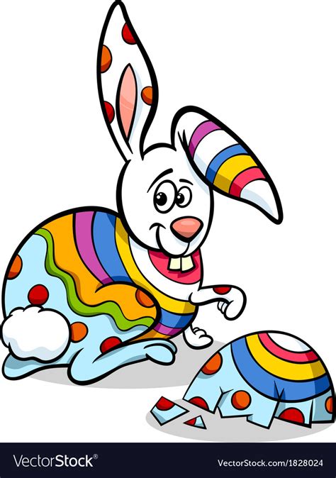 Colorful Easter Bunny Cartoon Royalty Free Vector Image