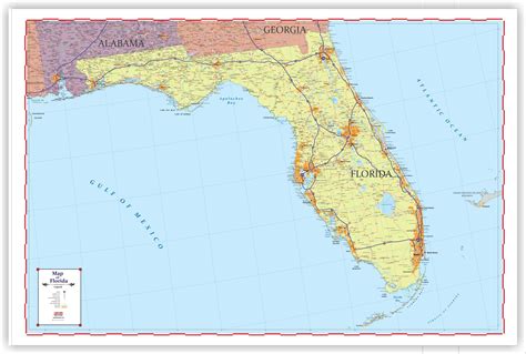Progeo Truckers Map Of Florida Detailed Large Laminated 48 X 72