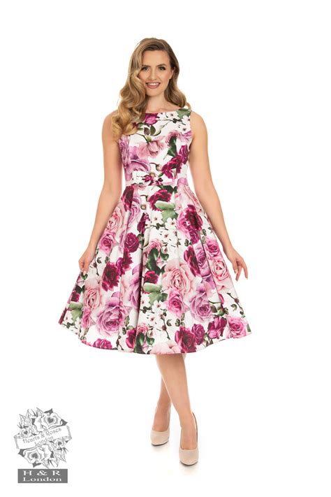 Alice Floral Swing Dress In Offwhite Hearts And Roses London