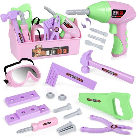 Kids Tool Set With Toy Drill And Tool Box Pretend Play Construction