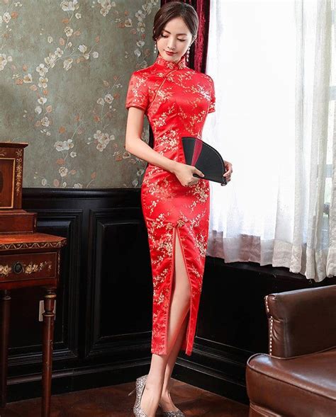 Floral Brocade Open Front Classic Cheongsam Chinese Dress Chinese Dress Cheongsam Asian Dress