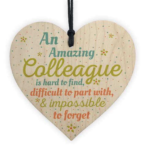 Colleague Co Worker Wooden Heart Plaque Sign Friend Friendship Thank