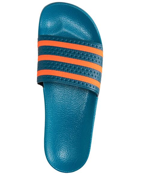 Lyst Adidas Mens Adilette Slide Sandals From Finish Line In Blue For Men