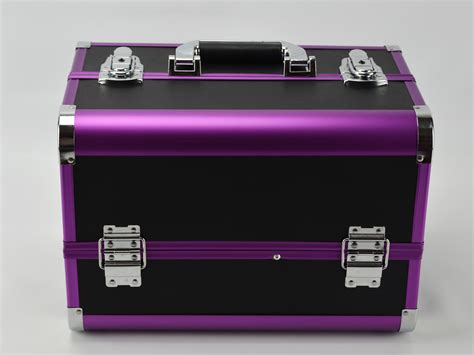 Protable Anodize Purple Aluminum Vanity Cosmetic Case Size 300 220