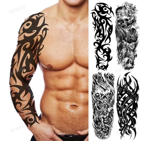 Full Arm Temporary Tattoos Large Totem Tribal Big Sleeve Tattoo Sticker Body Art 8 28 Picclick