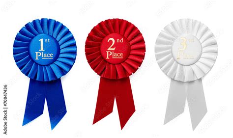 1st 2nd And 3rd Place Ribbon Rosettes Stock Photo Adobe Stock