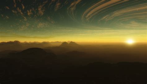 Sunrise On A Planet Space Engine Wallpaper And