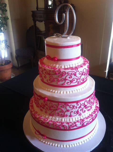 Includes complimentary wedding tasting and free 6 anniversary cake. Pink Scroll Wedding Cake allthingscakeshop.com Tulsa, OK ...