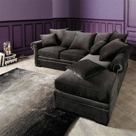 Grey Velvet Sofa Sectional Centerfieldbar With Regard To Charcoal Gray Sectional Sofas 