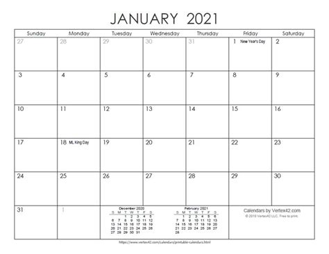 If you'd like a calendar that you can edit and customize, browse vertex42 to find a 2021 or 2022 calendar template for excel! Download a free Printable Ink Saver 2021 Calendar from Vertex42.com | Free printable calendar ...
