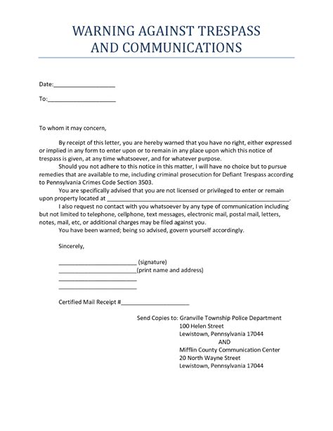 Cease And Desist Trespassing Letter Template Samples Inside Cease And
