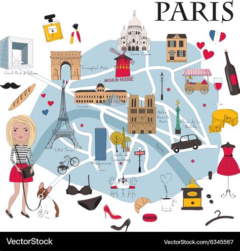 Paris Map Royalty Free Vector Image Vectorstock
