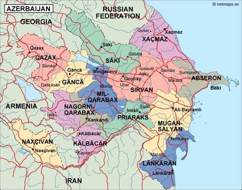 Azerbaijan Political Map 