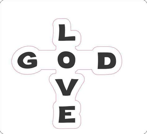 4in X 4in Black And White God Love Cross Sticker Vinyl Christian Car Decal