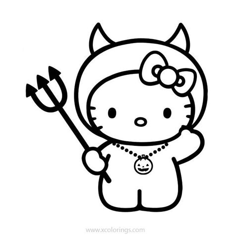 Hello Kitty Halloween Coloring Pages Witch And Moon