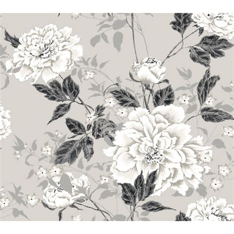 Drew Barrymore Flower Home Vintage Floral Gray Peel And Stick Wallpaper