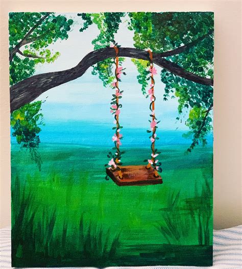 Dreamy Swing Acrylic Painting On Canvas 8 X 10 Etsy