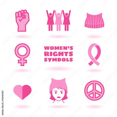 Feminist Symbols Set Promoting Women S Rights Stock Vektorgrafik