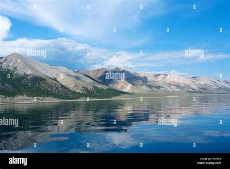 Mountains On The Lake Baikal A Clear Day Blue Sky Stock Photo Alamy