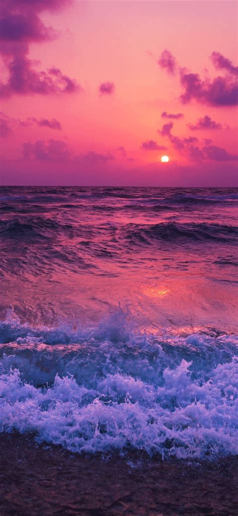 Sunset Waves Red 5k Iphone 12 Wallpapers Free Download