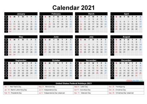Free 2021 excel calendars templates. 22x17 Desk Calendar 2021 with Holidays