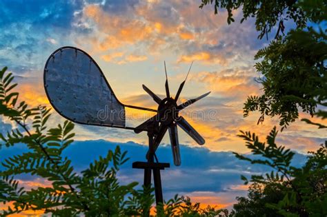 Tin Pinwheel At Late Afternoon In Windy Weather Stock Photo Image Of