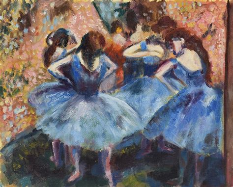 Dancers In Blue Copy Of Master Painting By Edgar Degas