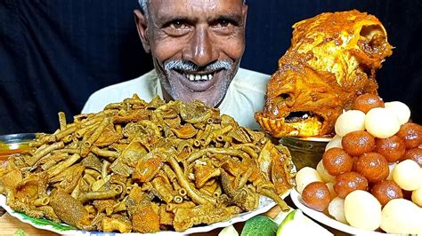 Asmr Eating Spicy Mutton Boti Curry Big Mutton Head Curry With Rice