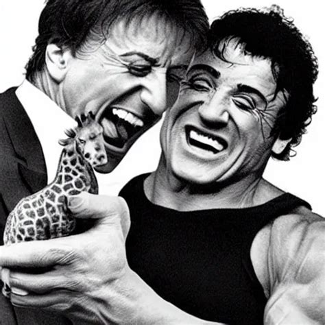 Sylvester Stallone Laughing Hysterically At Danny Stable Diffusion