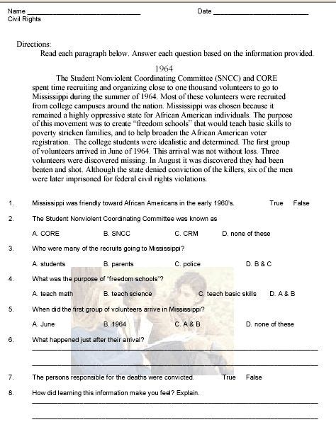 Many people call him the father of black history. Black History Month Reading Comprehension Worksheets 4th ...