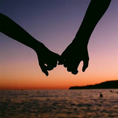 Hands Together Couple Sunset Romantic Silhouette