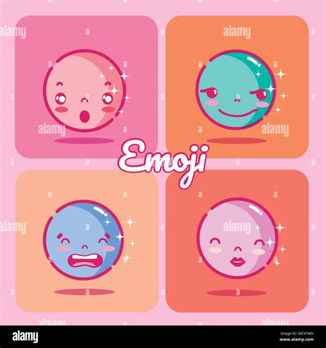 Set Of Cute Emojis Stock Vector Image And Art Alamy
