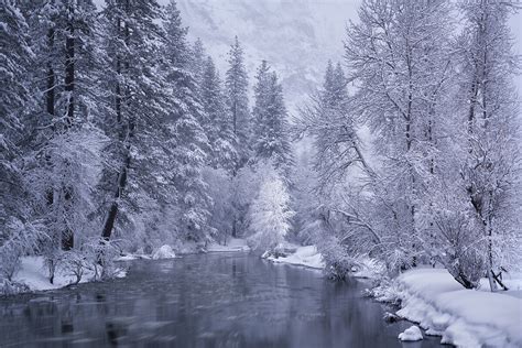 Winter Merced River Yosemite National Park Free Wallpaper Download