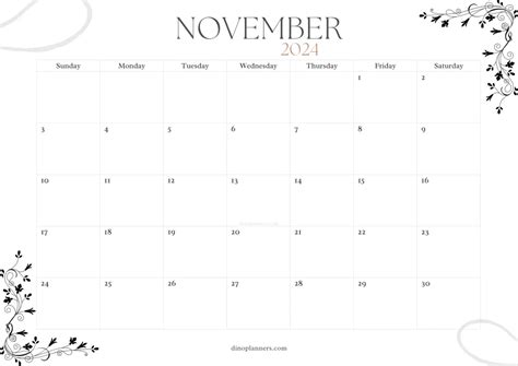 Cute November 2024 Calendars ️ 5 Pdf Printables