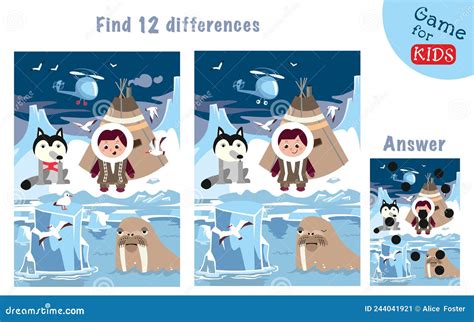 Cute Children And Animals Of North Find 12 Differences Game For