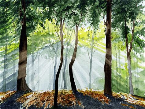 Sunlight In The Forest Painting By Geoffrey Goodwin