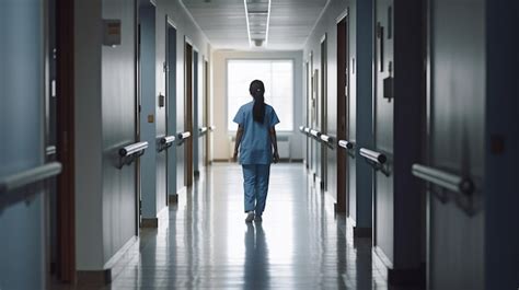 Premium Photo Generative Ai Female Doctor Walking Through Hospital