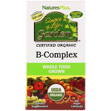 nature s plus source of life garden certified organic b complex 60 vegan capsules by iherb