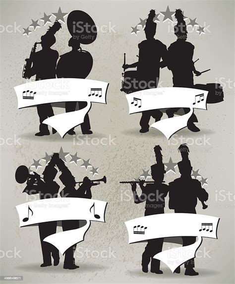 Marching Band Grunge Icons Stock Illustration Download Image Now