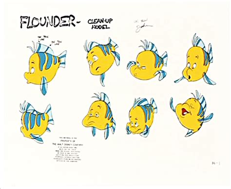 Walt Disney Sketches Flounder Walt Disney Characters Photo