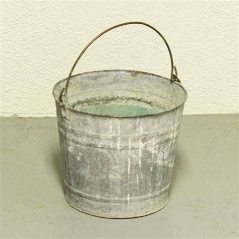 Vintage Metal Bucket Pail Milk Bucket Galvanized Holes