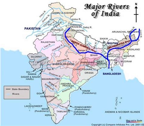 Map Ganges Brahmaputra Sacred Rivers Of India Maps With River On World