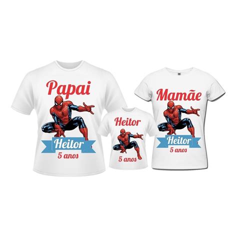 Kit 3 Camisetas Personalizadas Homem Aranha Festa Infantil Shopee Brasil