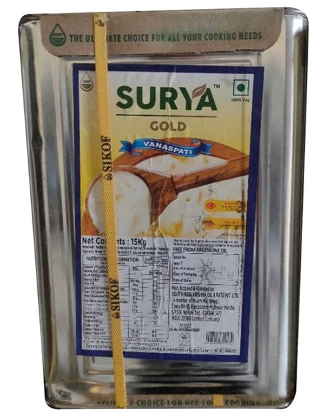 Mono Saturated Surya Gold Vanaspati Ghee Packaging Type Tin