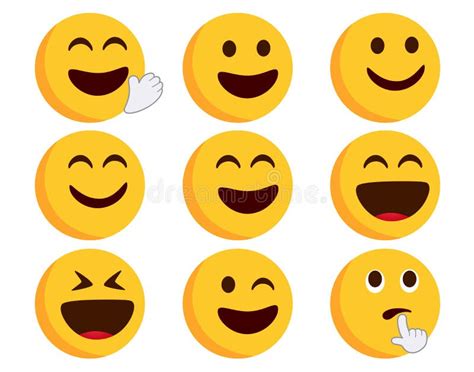 Emoticon Flat Smileys Vector Set Emoticons Character In Happy Smiling
